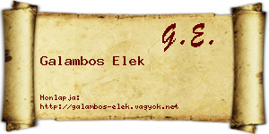 Galambos Elek névjegykártya